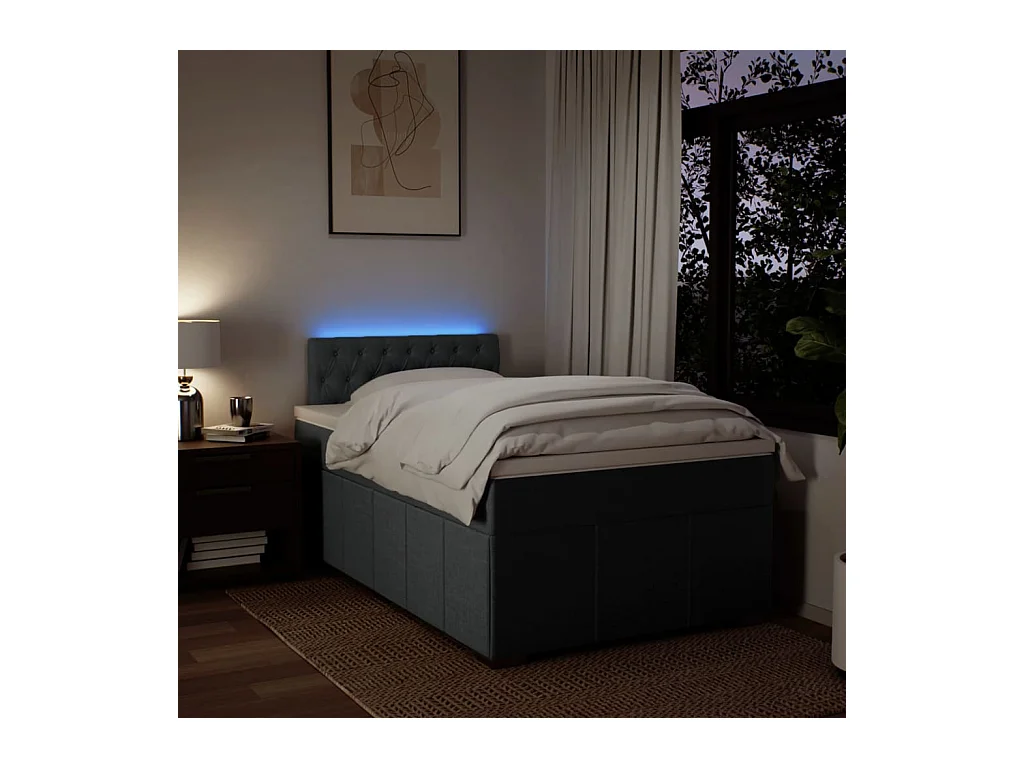 Sommier à lattes de lit avec matelas gris foncé 120x190cm tissu