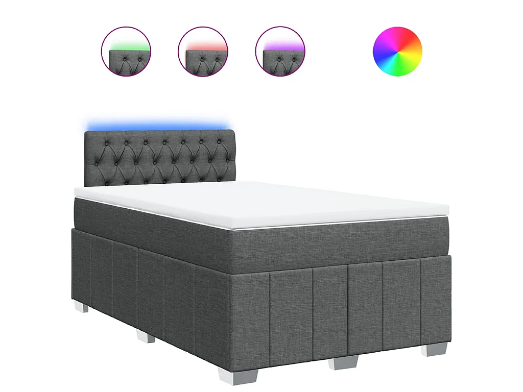 Sommier à lattes de lit avec matelas gris foncé 120x190cm tissu
