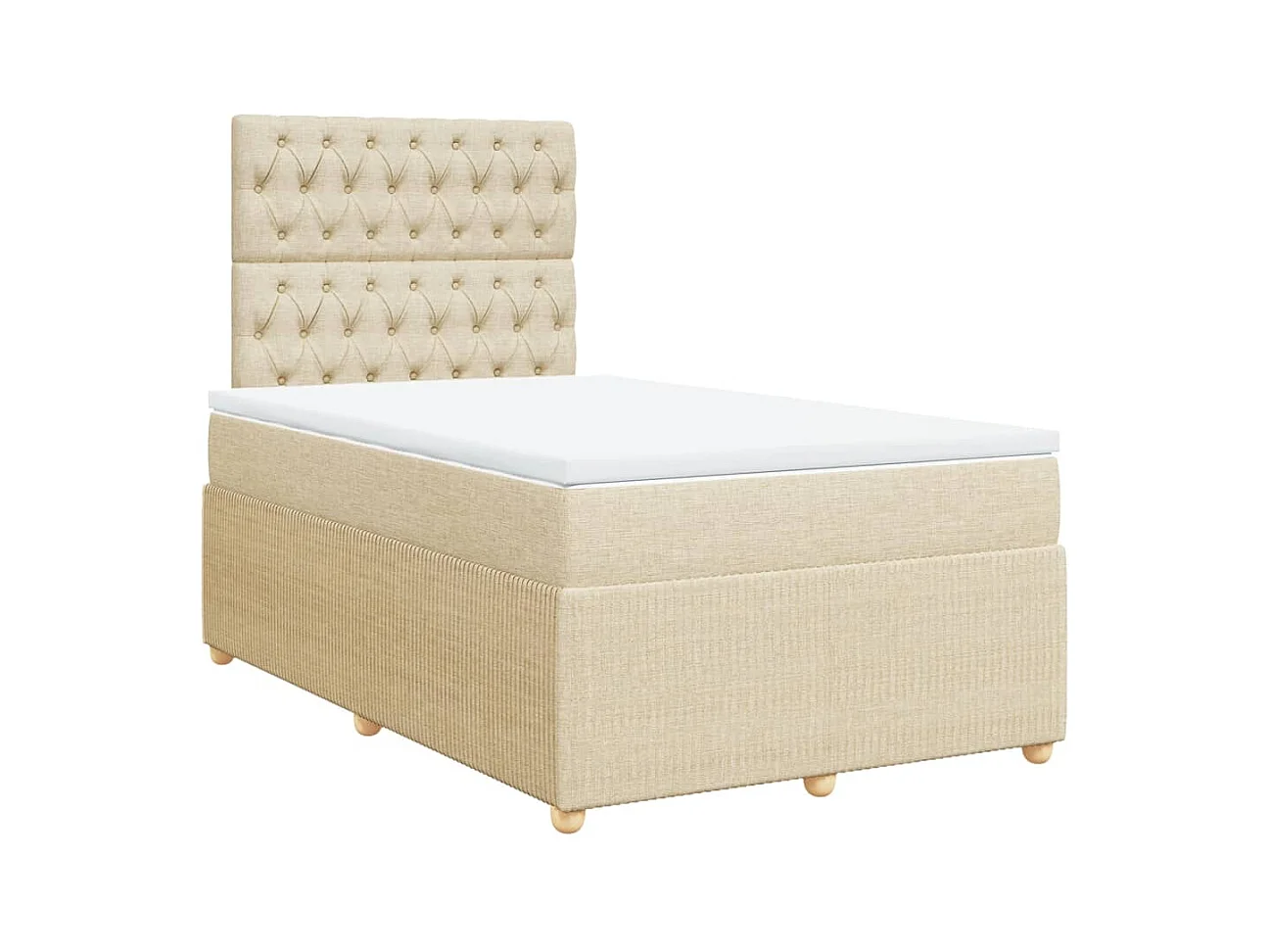 Sommier à lattes de lit avec matelas crème 120x190 cm tissu