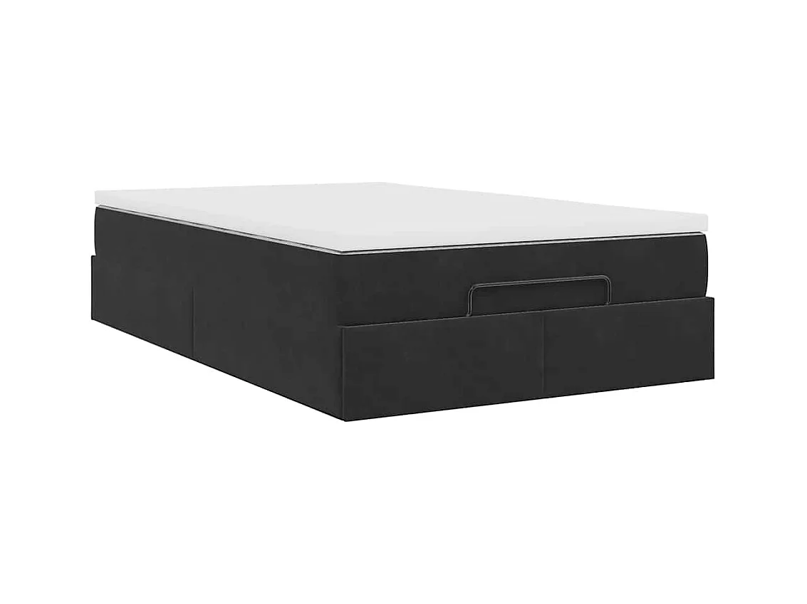Ottoman-Bett mit Matratze Schwarz 120x200 cm Samt
