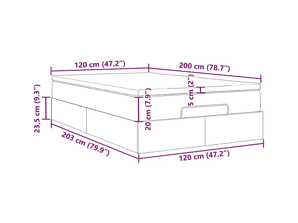 Ottoman-Bett mit Matratze Schwarz 120x200 cm Samt
