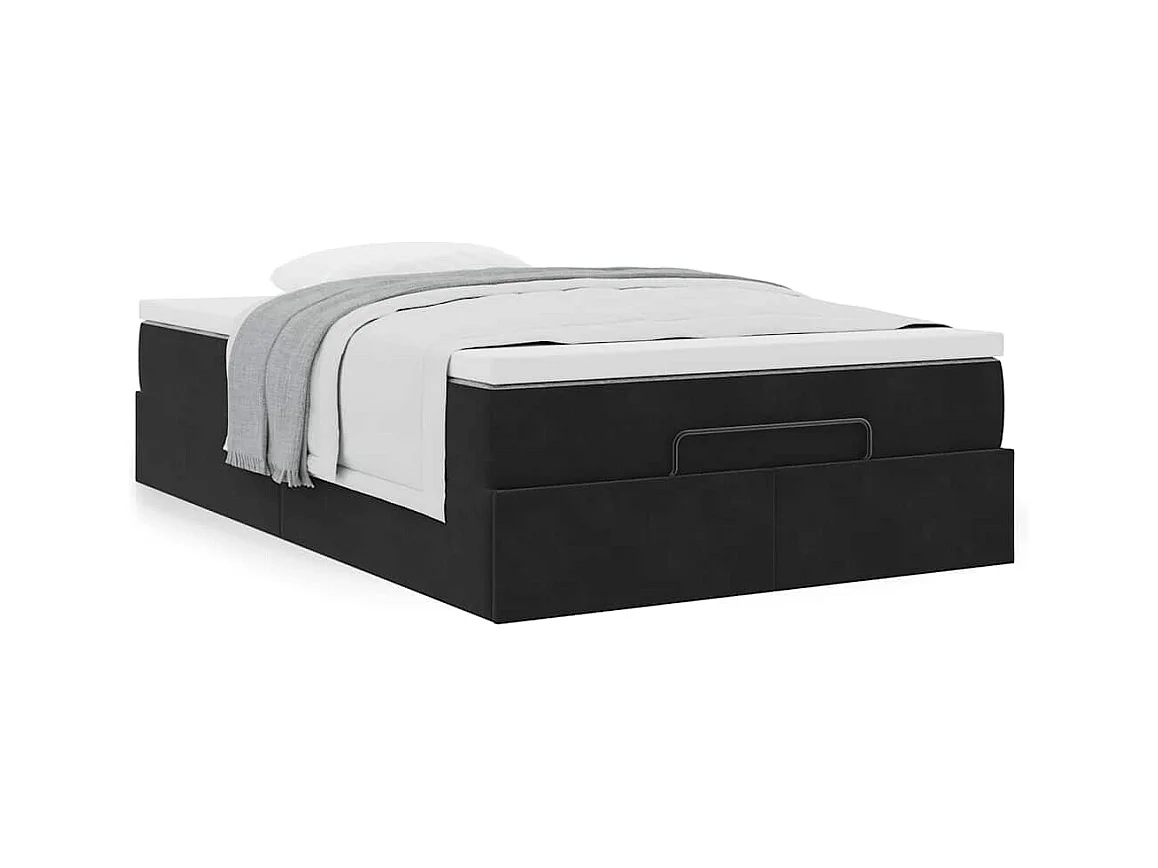 Ottoman-Bett mit Matratze Schwarz 120x200 cm Samt