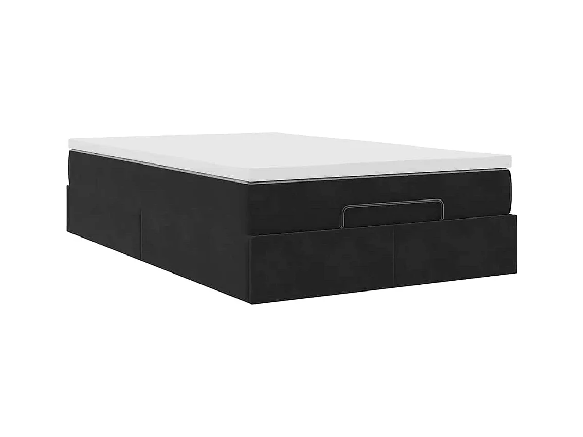 Ottoman-Bett mit Matratze Schwarz 120x200 cm Samt