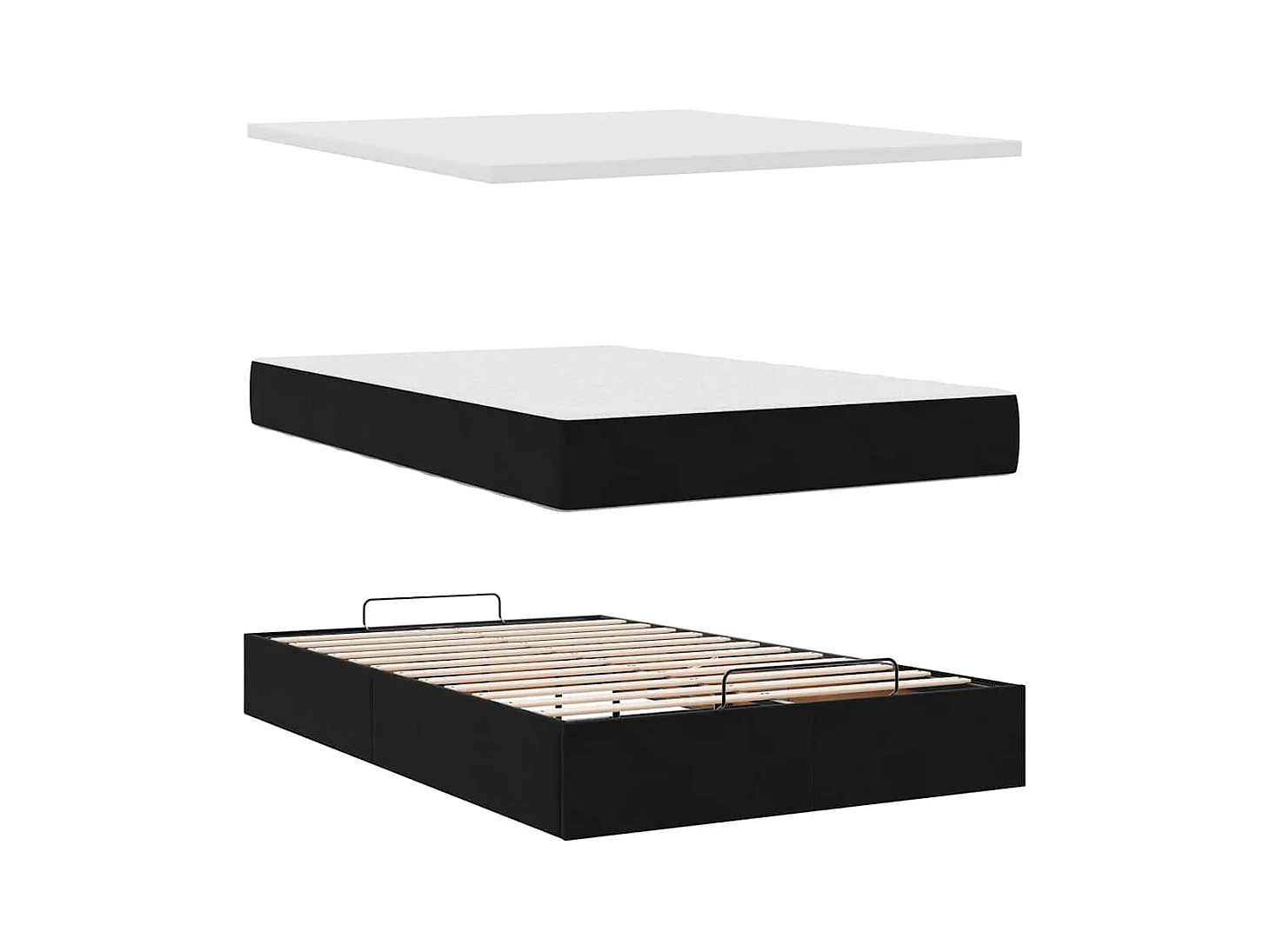 Ottoman-Bett mit Matratze Schwarz 120x200 cm Samt