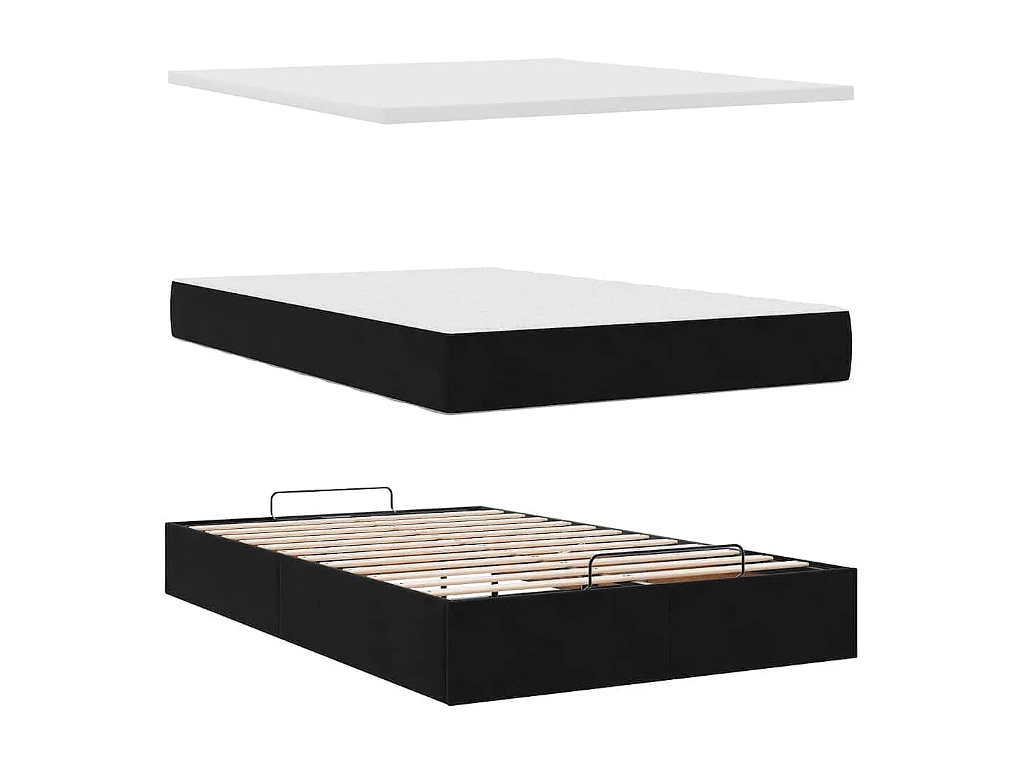 Ottoman bed met matras 120x200cm fluweel zwart