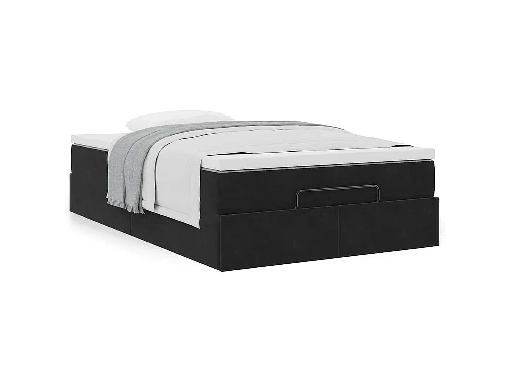 Estructura de cama otomana colchón terciopelo negro 120x200cm