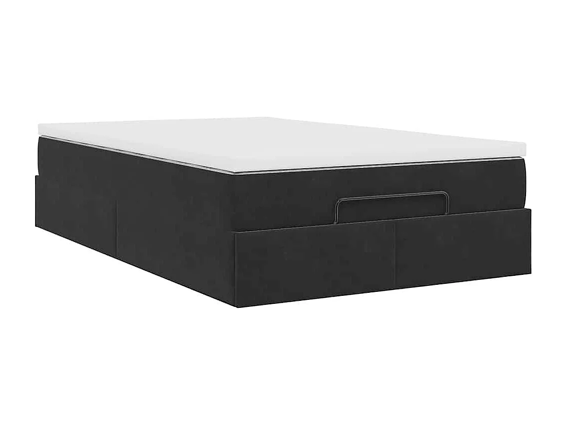 Estructura de cama otomana colchón terciopelo negro 120x200cm