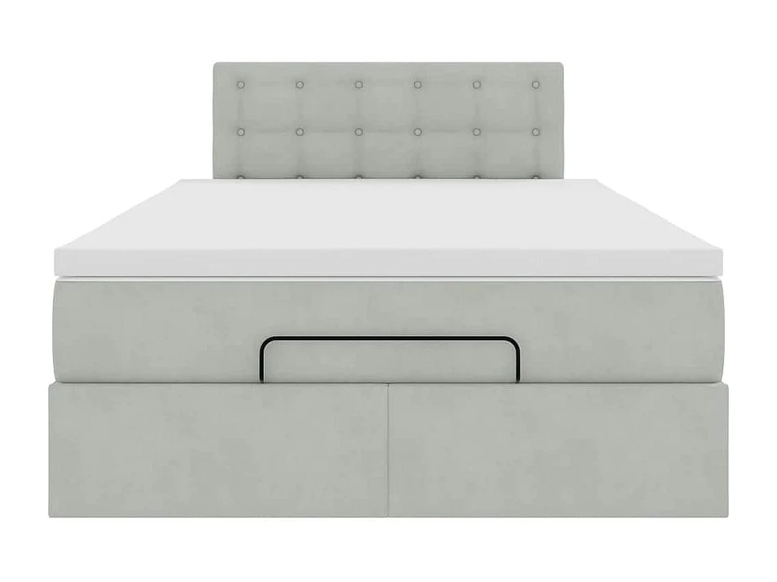 Cadre de lit ottoman et matelas gris clair 120x200 cm velours
