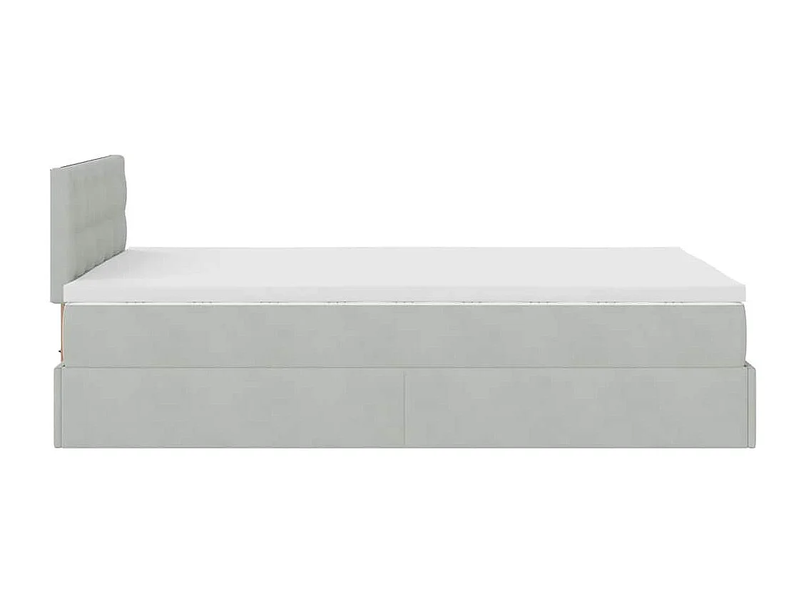 Estructura cama otomana colchón terciopelo gris claro 120x200cm