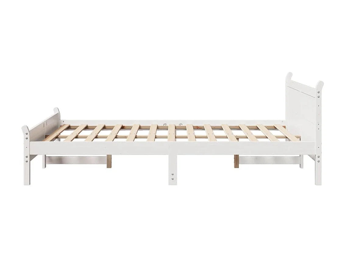 Letto senza Materasso Bianco 120x200 cm Legno Massello di Pino