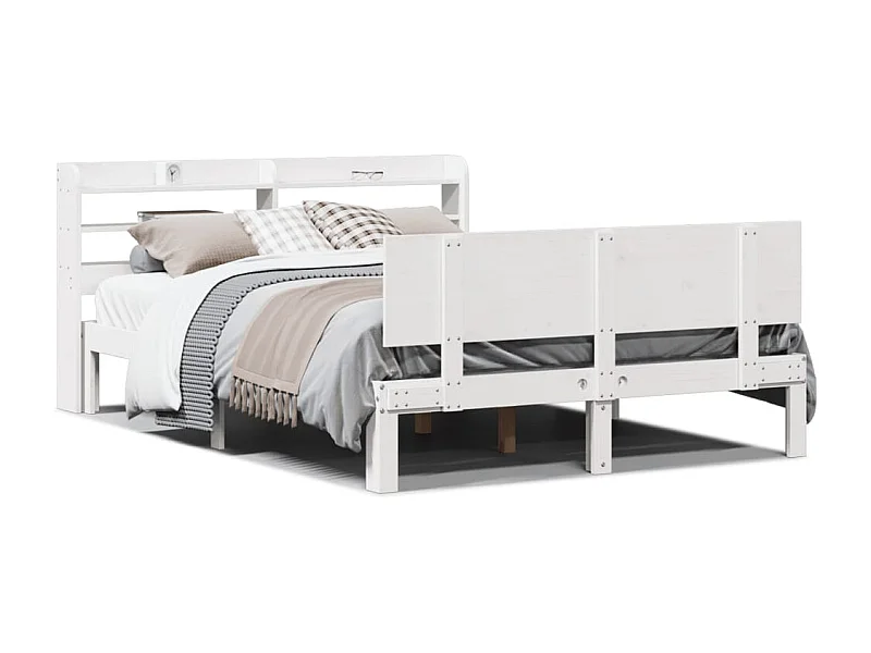 Bedframe met hoofdeinde zonder matras 120x200 cm wit