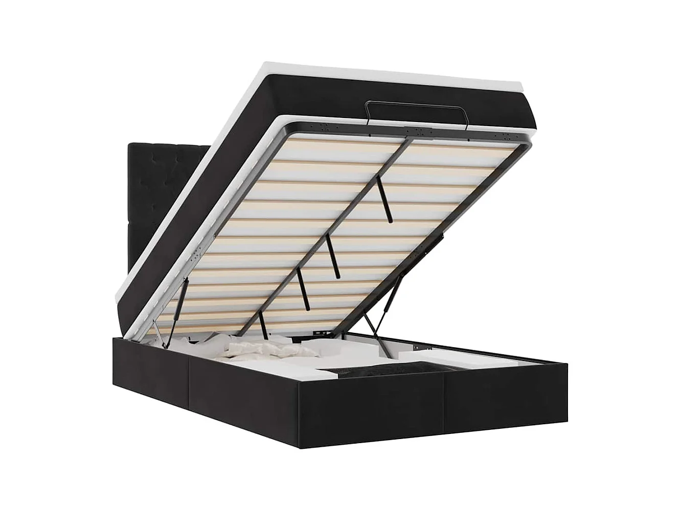 Cadre de lit ottoman avec matelas noir 120x200 cm velours
