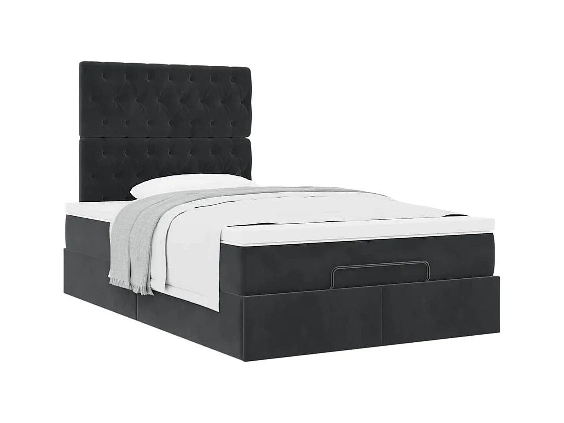 Cadre de lit ottoman avec matelas noir 120x200 cm velours