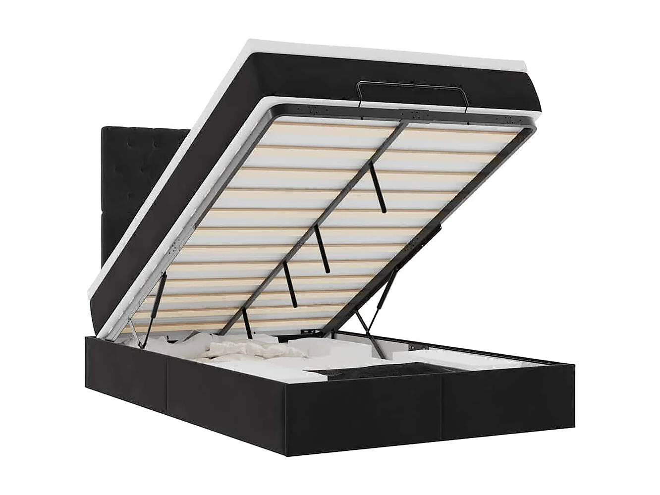 Ottoman-Bett mit Matratzen Schwarz 120x200 cm Samt