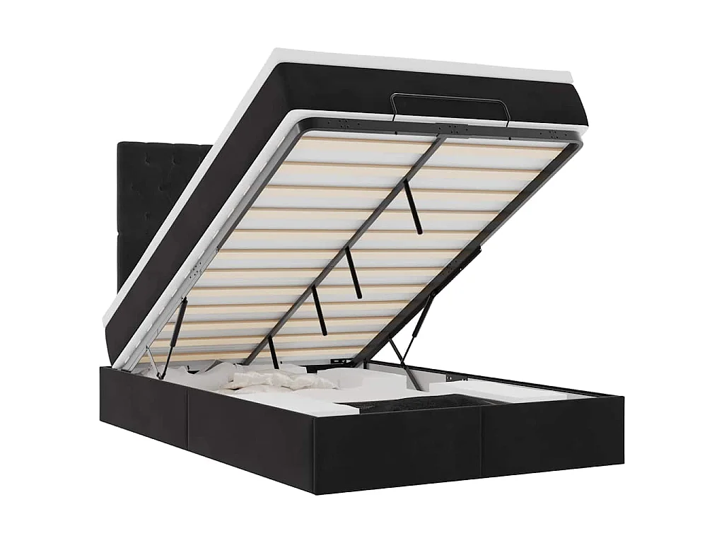Ottoman-Bett mit Matratzen Schwarz 120x200 cm Samt