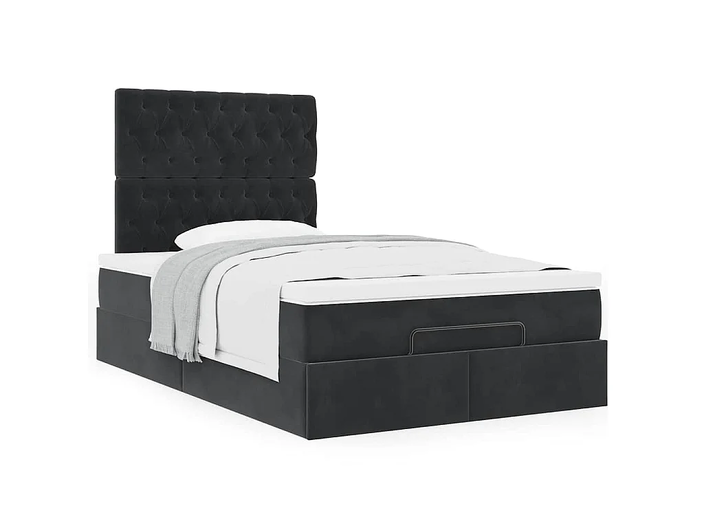 Ottoman-Bett mit Matratzen Schwarz 120x200 cm Samt