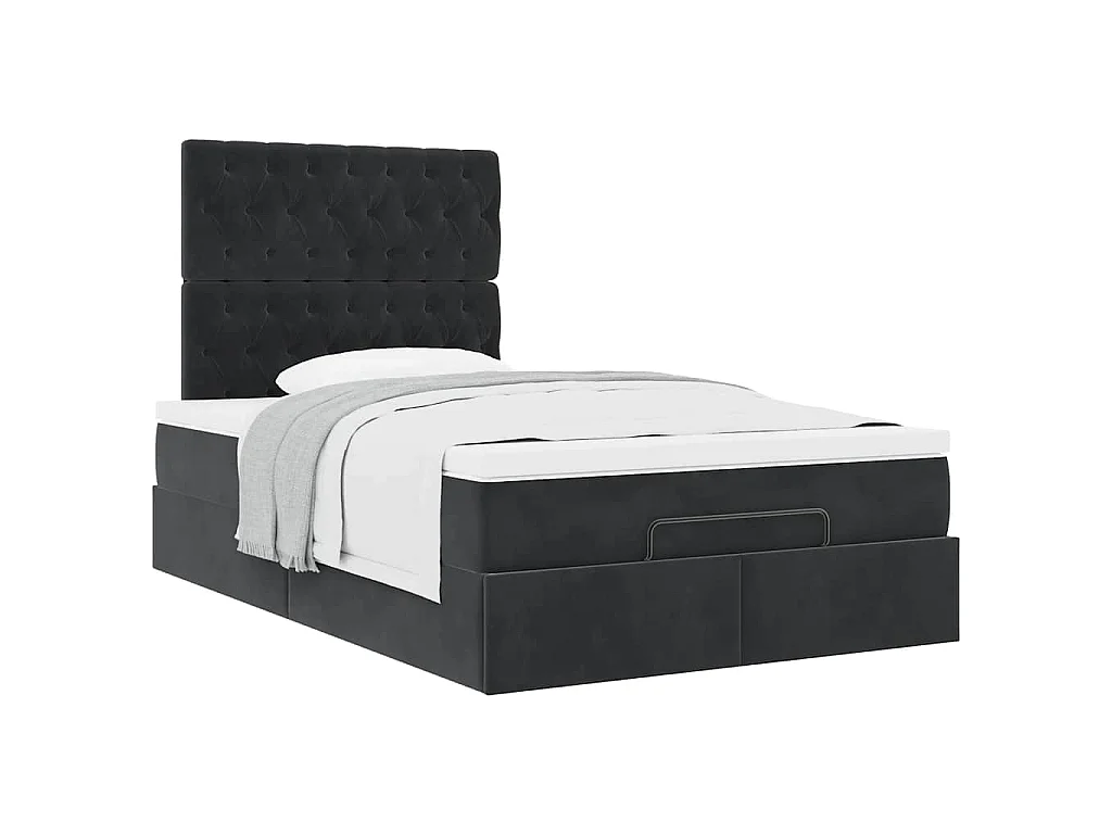 Ottoman-Bett mit Matratzen Schwarz 120x200 cm Samt