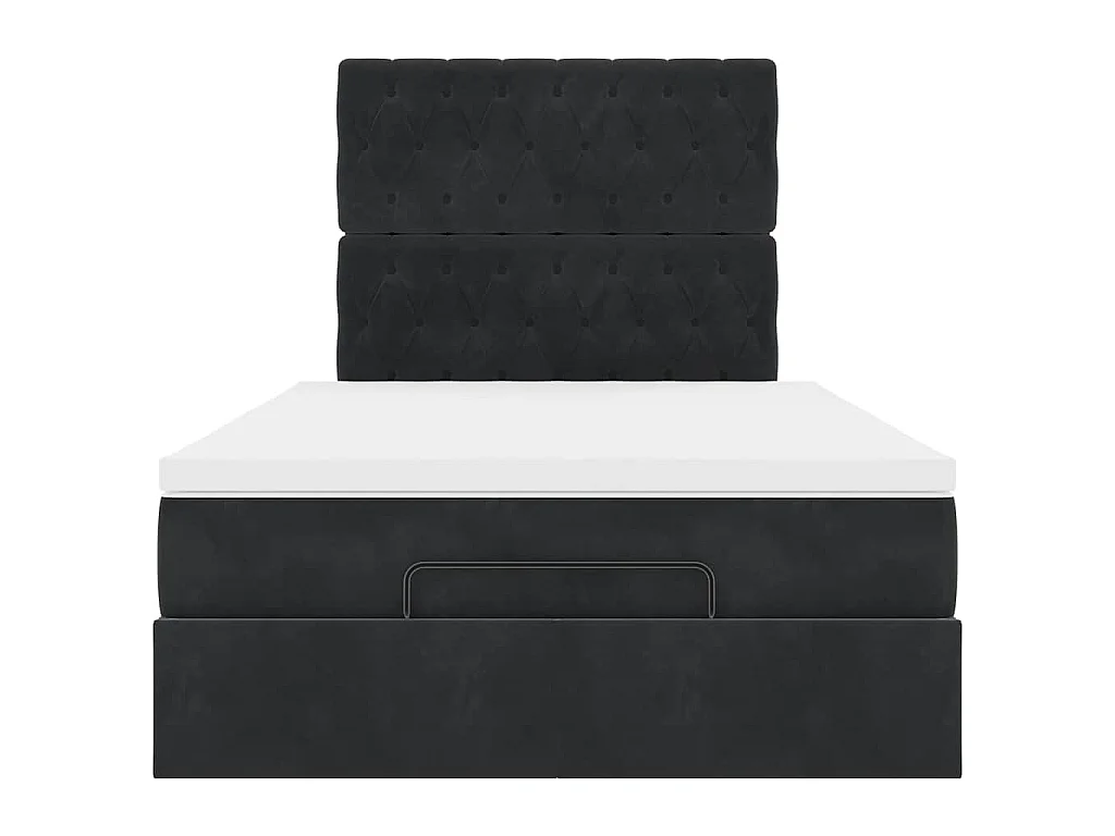 Cadre de lit ottoman avec matelas noir 120x200 cm velours