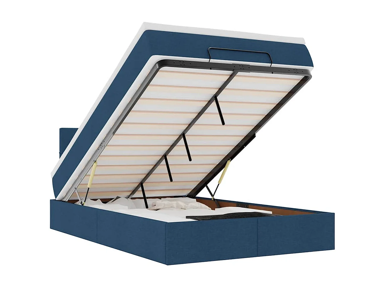 Ottoman-Bett mit Matratze Blau 120x200 cm Stoff