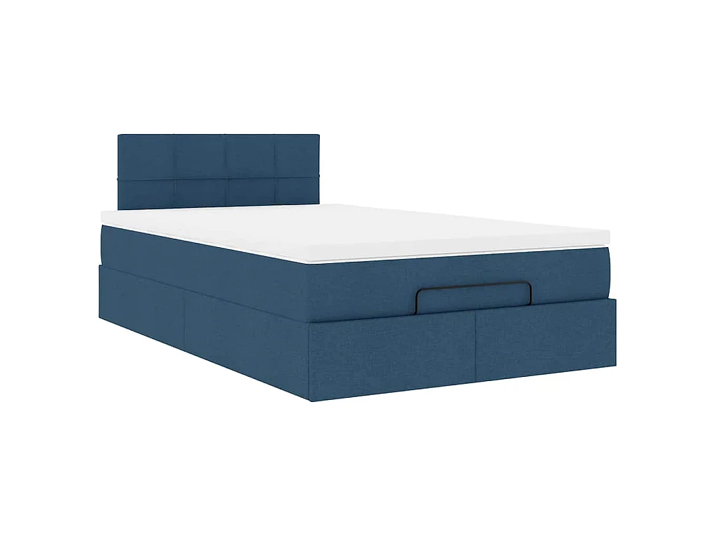 Lit ottoman avec matelas bleu 120x200 cm tissu