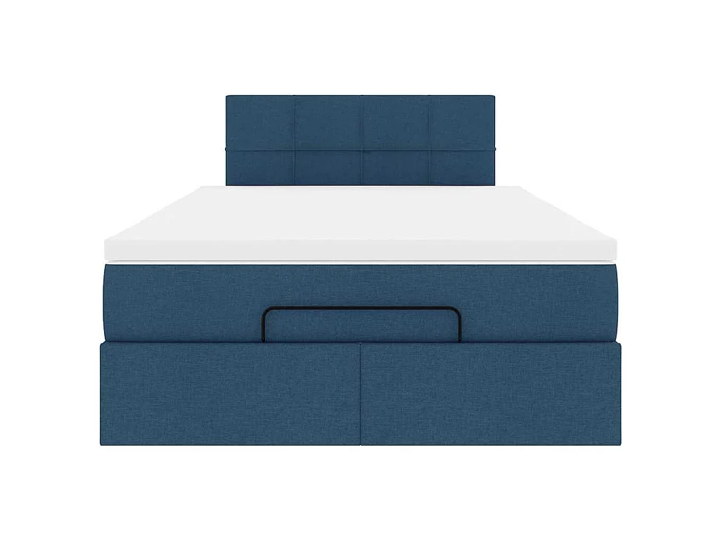 Lit ottoman avec matelas bleu 120x200 cm tissu