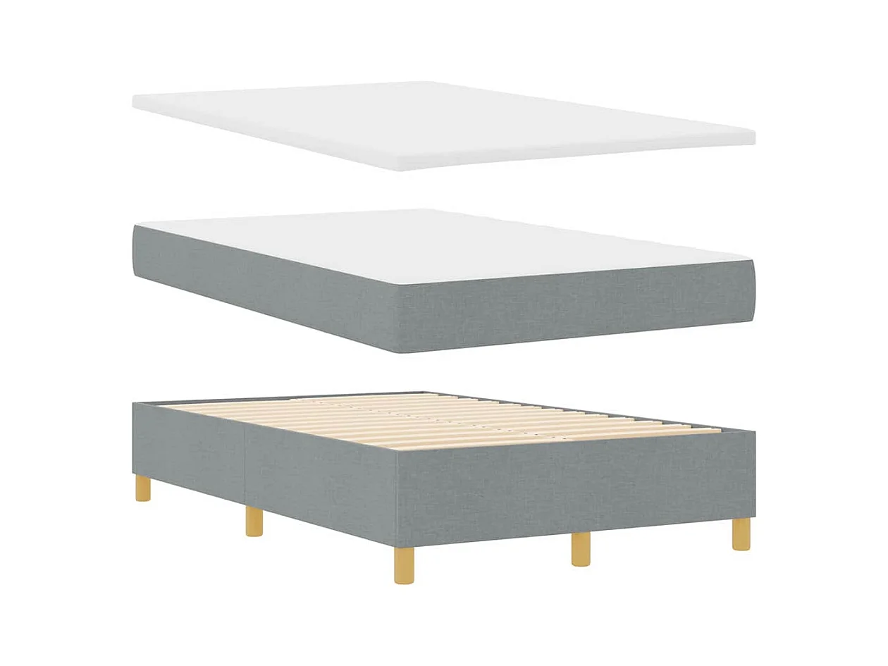 Lit à ressorts avec matelas Gris clair 120 x 190 cm tissu