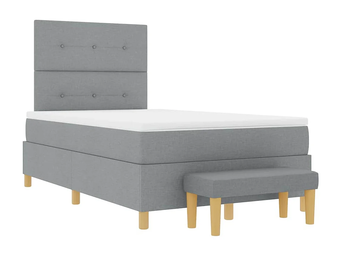 Lit à ressorts avec matelas Gris clair 120 x 190 cm tissu