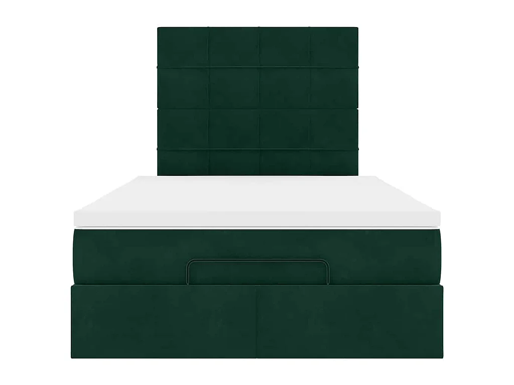 Estructura de cama otomana colchones terciopelo verde oscuro