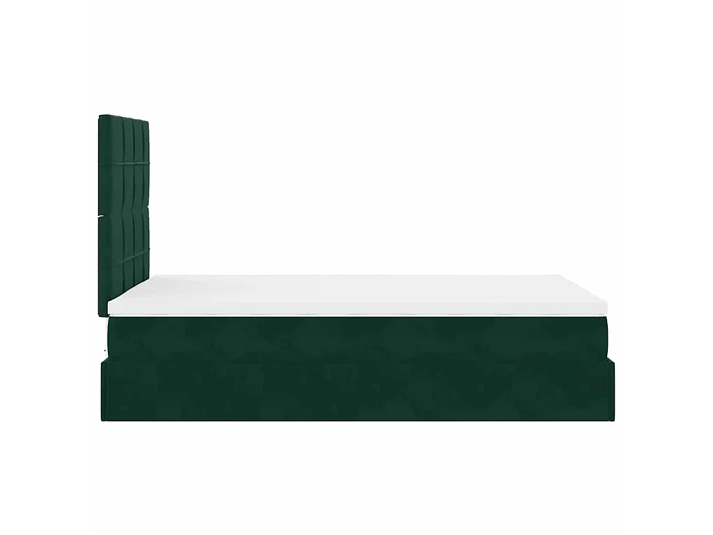 Estructura de cama otomana colchones terciopelo verde oscuro