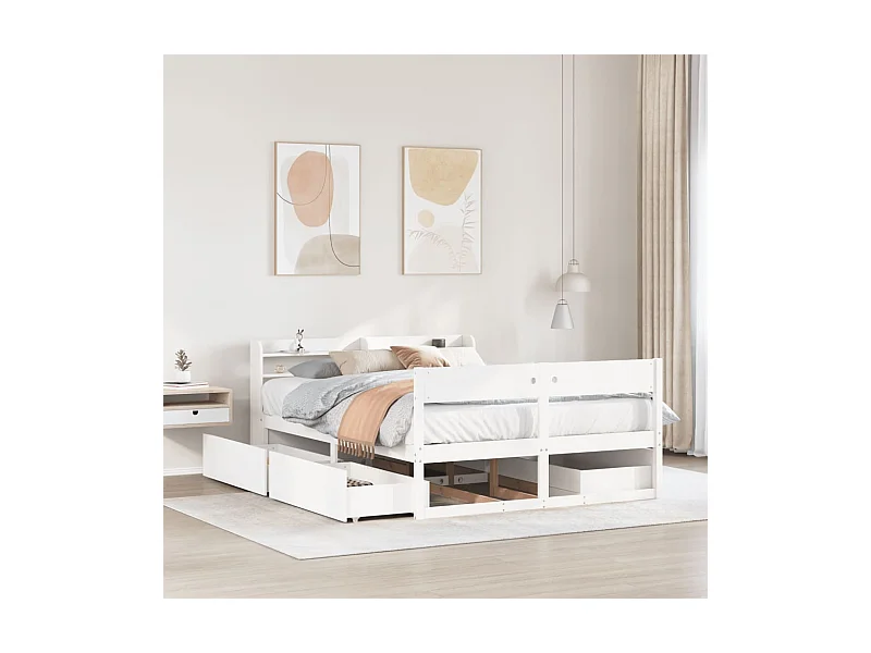 Cadre de lit sans matelas blanc 120x190 cm bois de pin massif