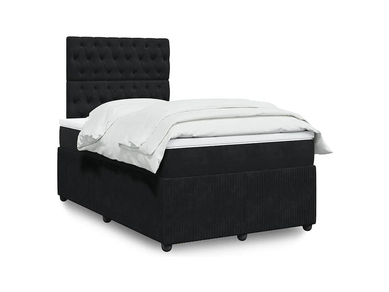 Sommier à lattes de lit avec matelas noir 120x190 cm velours