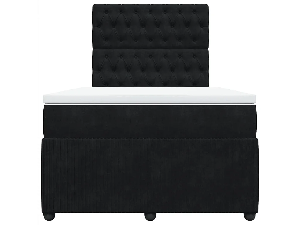 Giroletto a Molle con Materasso Nero 120x190 cm in Velluto