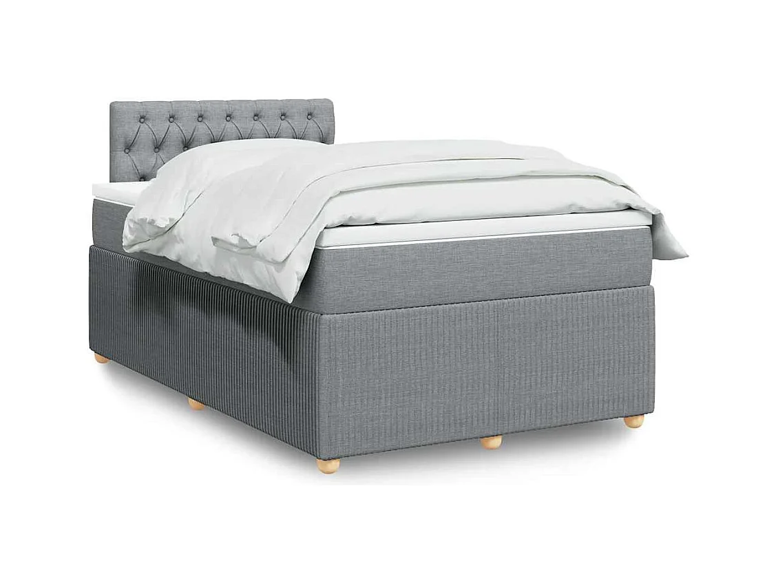 Sommier à lattes de lit et matelas gris clair 120x190 cm tissu