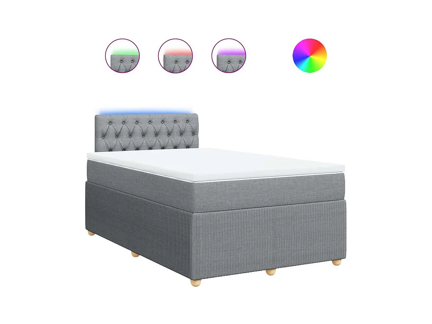 Sommier à lattes de lit et matelas gris clair 120x190 cm tissu