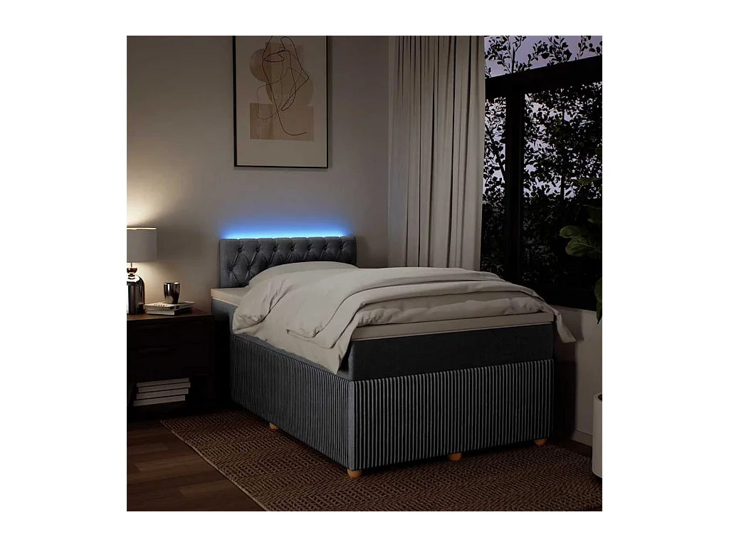 Sommier à lattes de lit et matelas gris clair 120x190 cm tissu