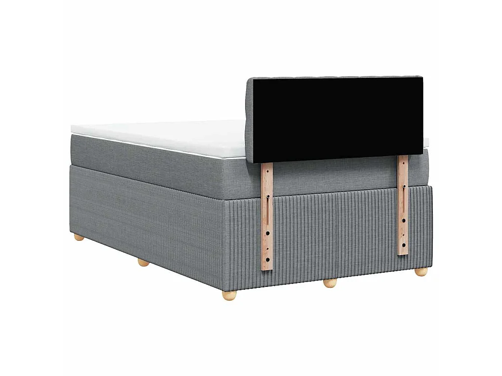 Cama box spring con colchón tela gris claro 120x190 cm