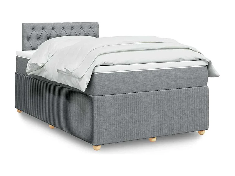 Boxspringbett mit Matratze Hellgrau 120x190 cm Stoff