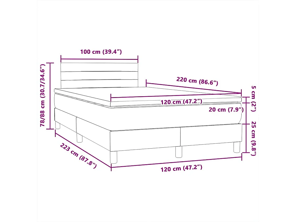 Giroletto a Molle con Materasso Verde Scuro 120x220 cm Velluto