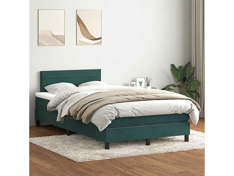 Giroletto a Molle con Materasso Verde Scuro 120x220 cm Velluto