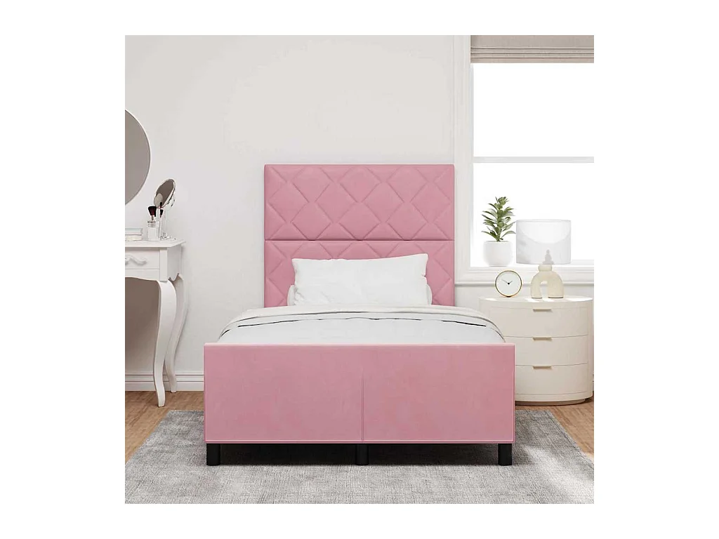 Cadre de lit avec tête de lit Rose 120 x 200 cm Velours