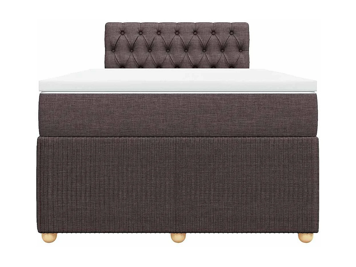 Cama box spring con colchón tela marrón oscuro 120x190 cm