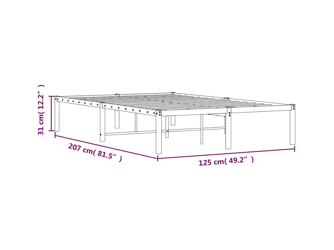 Cadre de lit métal sans matelas blanc 120x200 cm