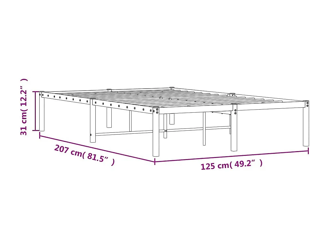 Cadre de lit métal sans matelas blanc 120x200 cm