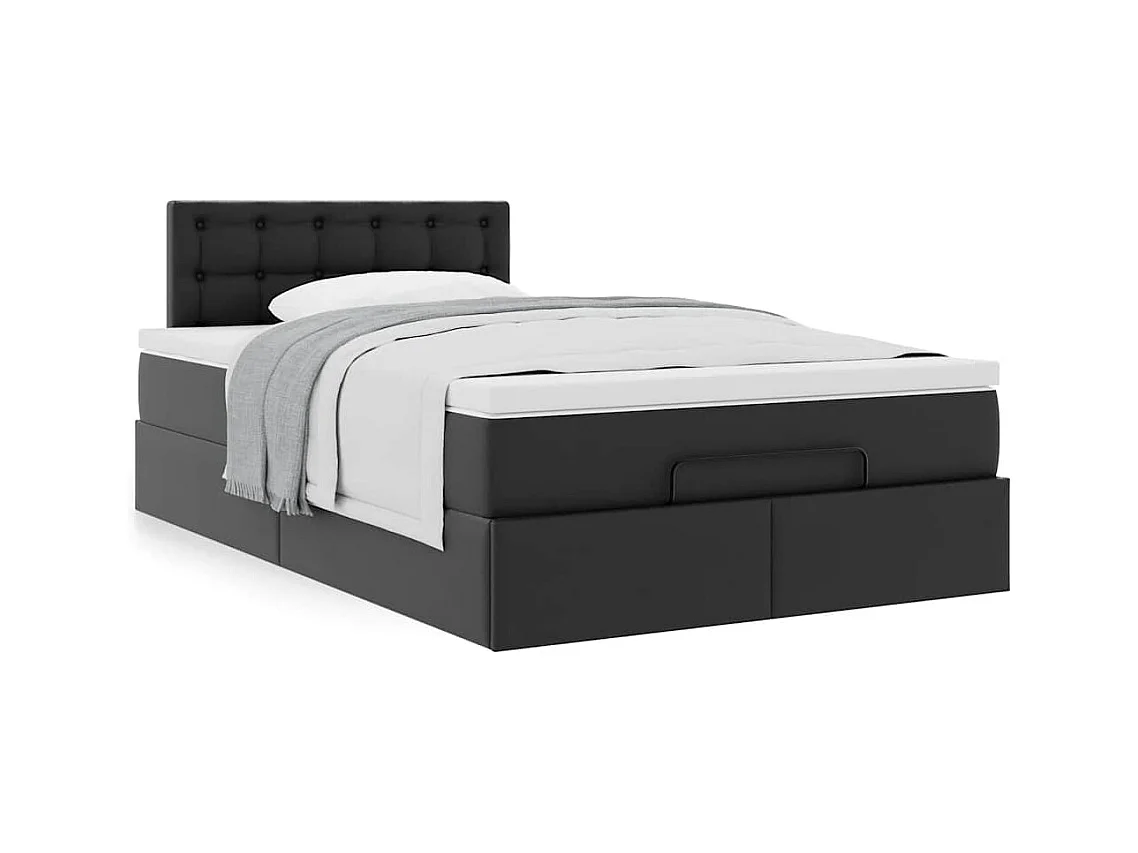 Cadre de lit ottoman avec matelas noir 120x190 cm similicuir