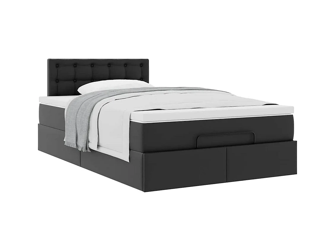 Cadre de lit ottoman avec matelas noir 120x190 cm similicuir