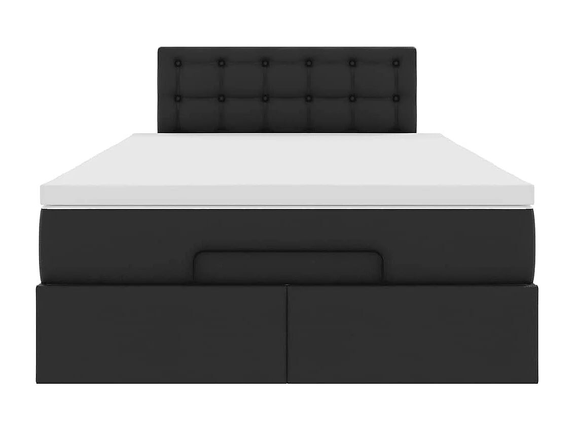 Ottoman-Bett mit Matratze Schwarz 120x190 cm Kunstleder