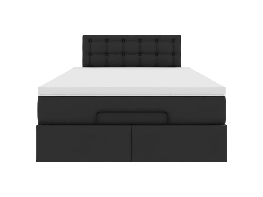 Struttura Letto Pouf con Materasso Nero 120x190 cm Similpelle