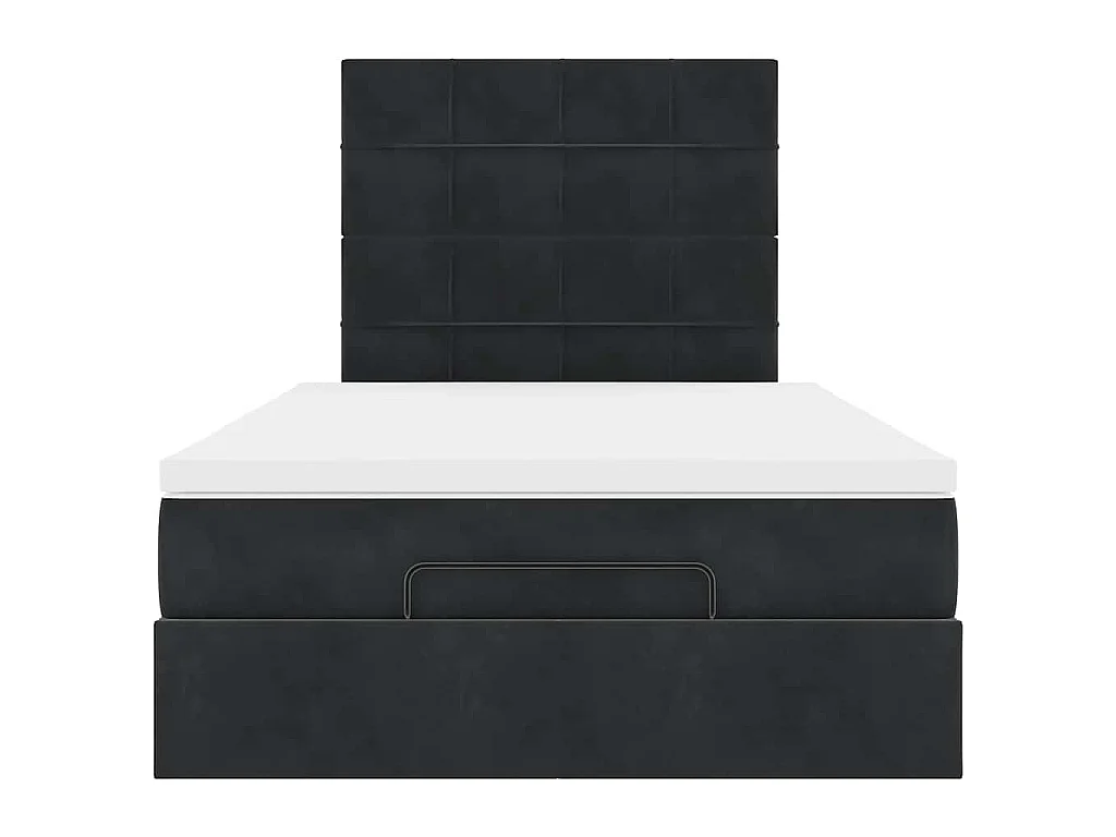 Struttura Letto Pouf con Materassi Nero 120x200 cm Velluto