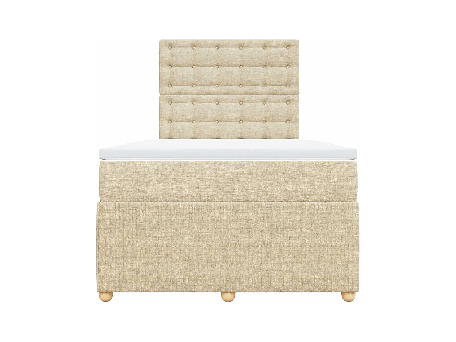 Cama box spring con colchón tela color crema 120x190 cm