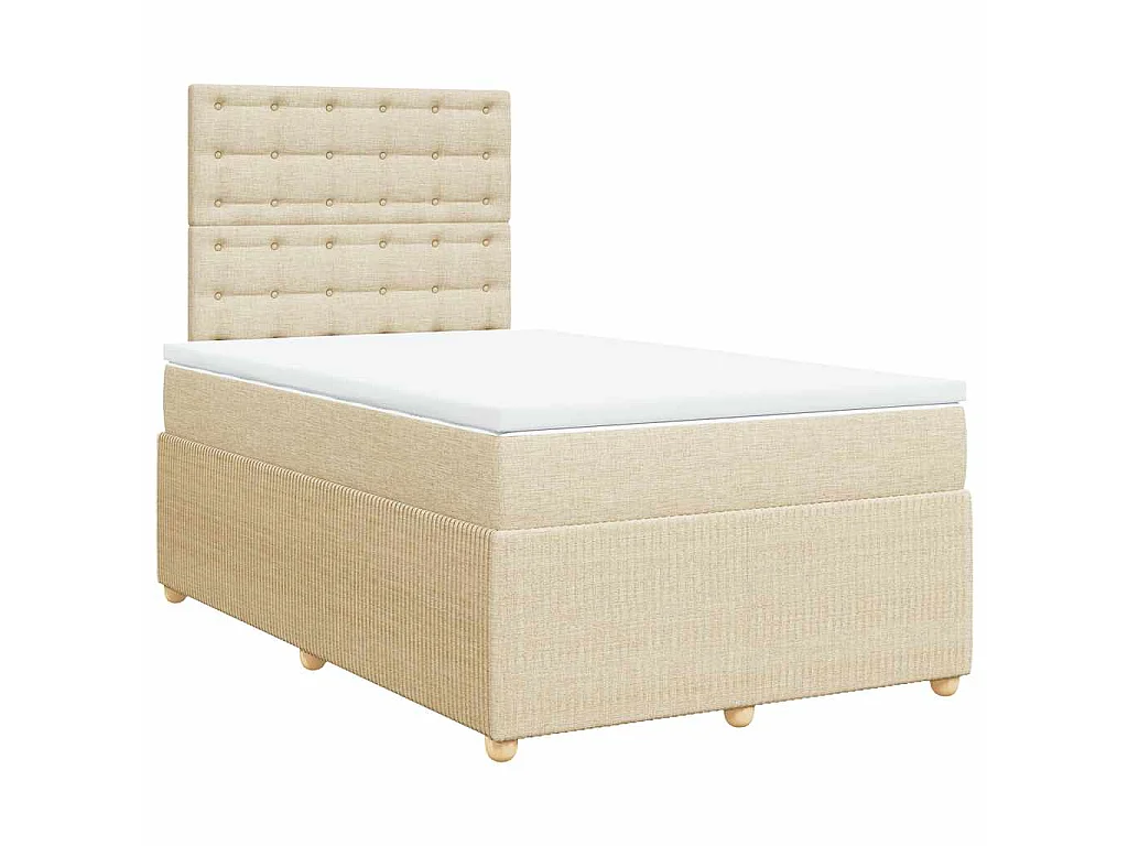 Sommier à lattes de lit avec matelas crème 120x190 cm tissu